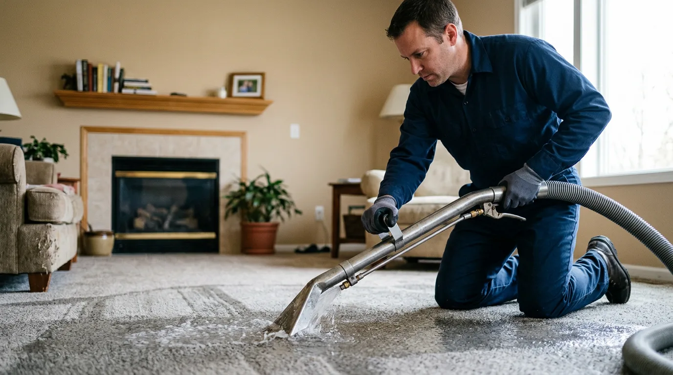 Water damage restoration technician working near Grimsley, TN